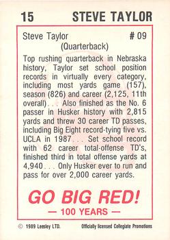 1989 Leesley Nebraska Cornhuskers 100 #15 Steve Taylor Back