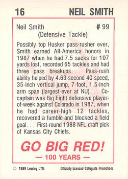 1989 Leesley Nebraska Cornhuskers 100 #16 Neil Smith Back