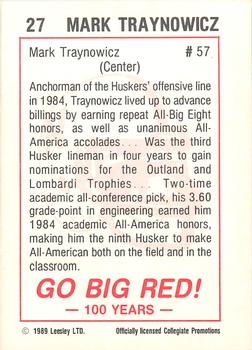 1989 Leesley Nebraska Cornhuskers 100 #27 Mark Traynowicz Back