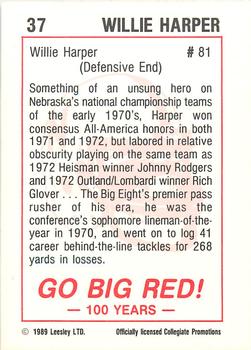 1989 Leesley Nebraska Cornhuskers 100 #37 Willie Harper Back