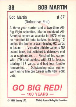 1989 Leesley Nebraska Cornhuskers 100 #38 Bob Martin Back