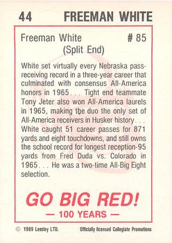 1989 Leesley Nebraska Cornhuskers 100 #44 Freeman White Back