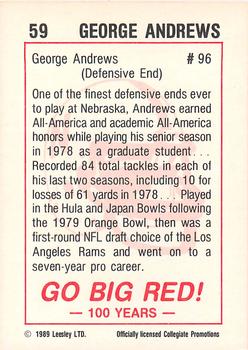 1989 Leesley Nebraska Cornhuskers 100 #59 George Andrews Back