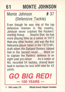 1989 Leesley Nebraska Cornhuskers 100 #61 Monte Johnson Back