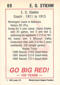 1989 Leesley Nebraska Cornhuskers 100 #69 Jumbo Stiehm Back