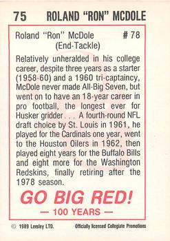 1989 Leesley Nebraska Cornhuskers 100 #75 Roland McDole Back