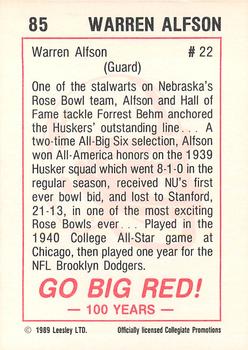1989 Leesley Nebraska Cornhuskers 100 #85 Warren Alfson Back