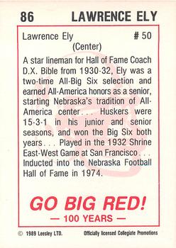 1989 Leesley Nebraska Cornhuskers 100 #86 Lawrence Ely Back