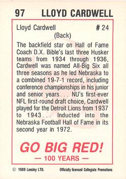 1989 Leesley Nebraska Cornhuskers 100 #97 Lloyd Cardwell Back