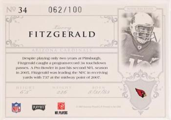 2007 Playoff National Treasures #34 Larry Fitzgerald Back