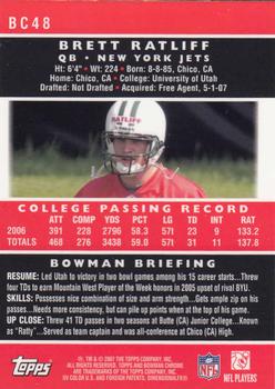 2007 Bowman Chrome #BC48 Brett Ratliff Back