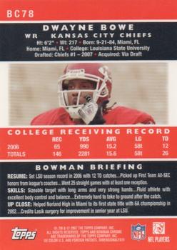 2007 Bowman Chrome #BC78 Dwayne Bowe Back