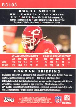 2007 Bowman Chrome #BC103 Kolby Smith Back
