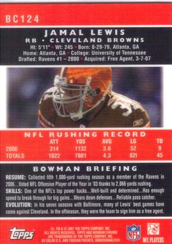 2007 Bowman Chrome #BC124 Jamal Lewis Back
