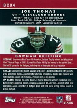 2007 Bowman Chrome #BC94 Joe Thomas Back