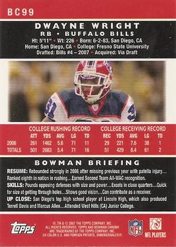 2007 Bowman Chrome #BC99 Dwayne Wright Back