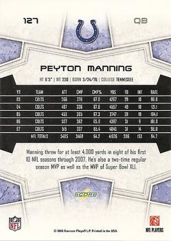 2008 Score #127 Peyton Manning Back