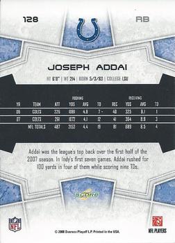 2008 Score #128 Joseph Addai Back