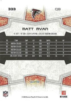 2008 Score #333 Matt Ryan Back