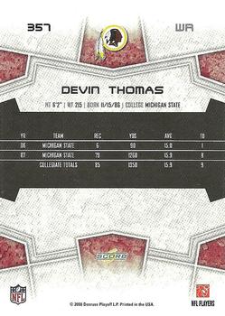 2008 Score #357 Devin Thomas Back