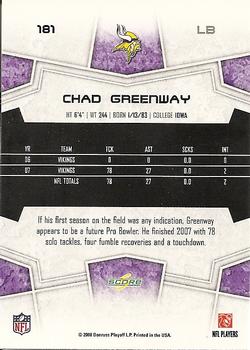 2008 Score #181 Chad Greenway Back