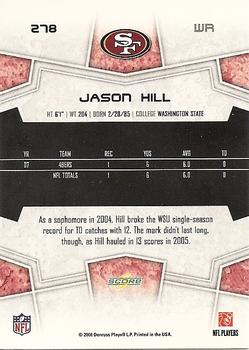 2008 Score #278 Jason Hill Back