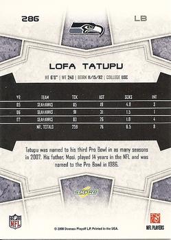 2008 Score #286 Lofa Tatupu Back