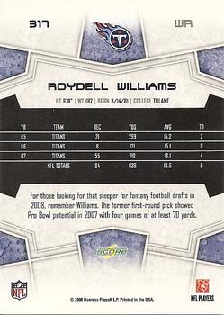 2008 Score #317 Roydell Williams Back