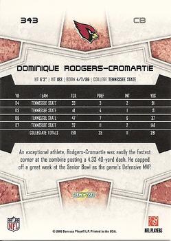 2008 Score #343 Dominique Rodgers-Cromartie Back
