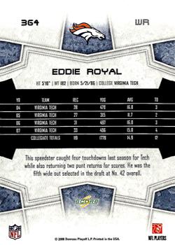 2008 Score #364 Eddie Royal Back