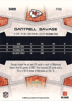 2008 Score #389 Dantrell Savage Back