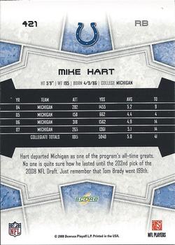 2008 Score #421 Mike Hart Back
