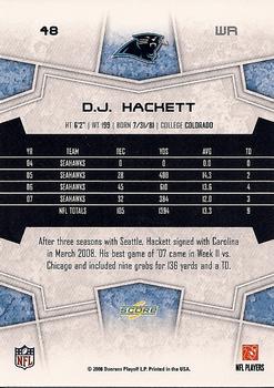 2008 Score #48 D.J. Hackett Back