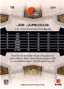 2008 Score #73 Joe Jurevicius Back