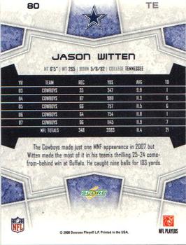 2008 Score #80 Jason Witten Back