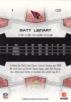2008 Score #1 Matt Leinart Back