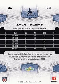 2008 Score #86 Zach Thomas Back