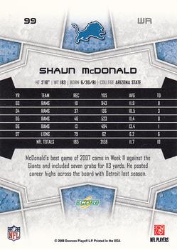 2008 Score #99 Shaun McDonald Back