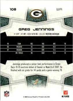 2008 Score #108 Greg Jennings Back