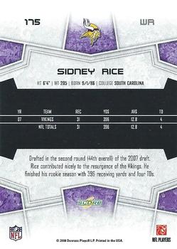 2008 Score #175 Sidney Rice Back