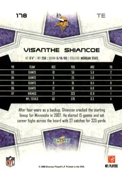 2008 Score #178 Visanthe Shiancoe Back