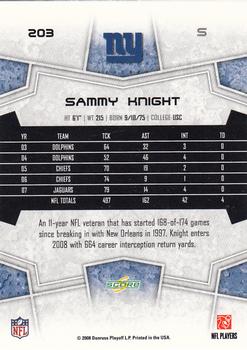 2008 Score #203 Sammy Knight Back
