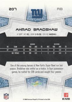 2008 Score #207 Ahmad Bradshaw Back