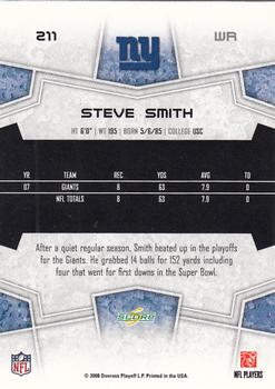 2008 Score #211 Steve Smith Back