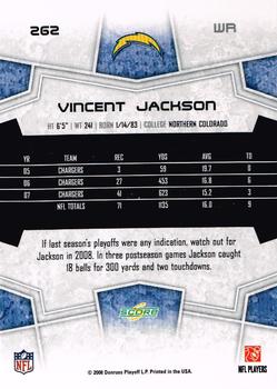 2008 Score #262 Vincent Jackson Back