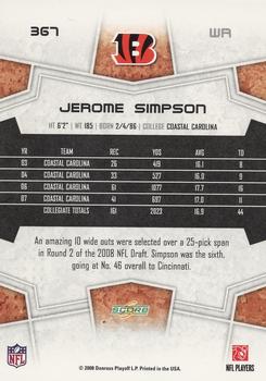 2008 Score #367 Jerome Simpson Back