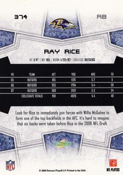 2008 Score #374 Ray Rice Back