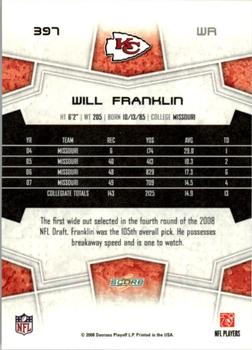 2008 Score #397 Will Franklin Back