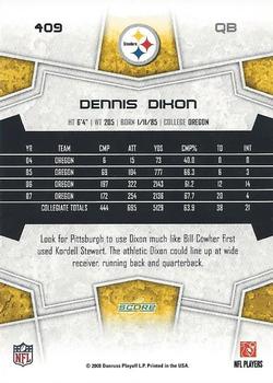 2008 Score #409 Dennis Dixon Back
