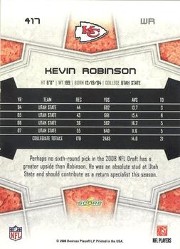 2008 Score #417 Kevin Robinson Back